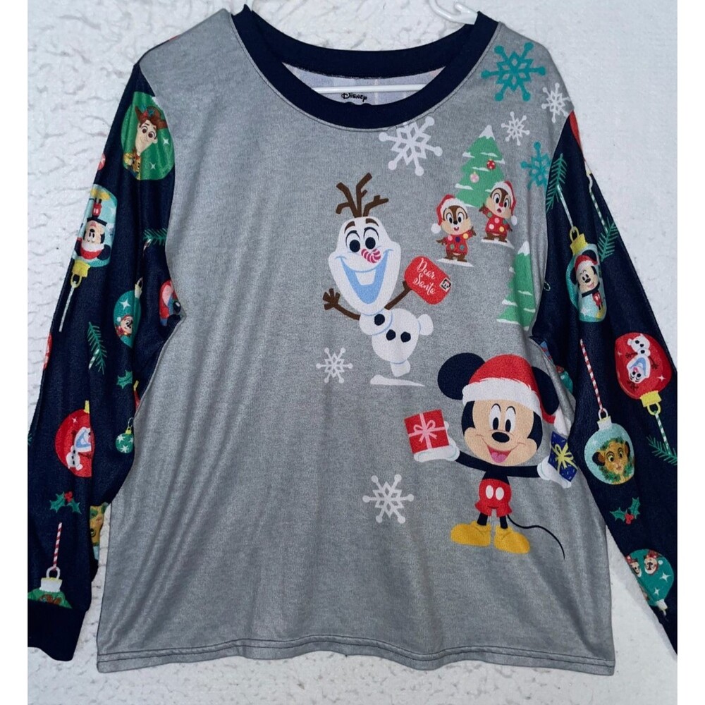 Disney 100th anniversary Pixar Womens XL Christmas Mickey Mouse Stitch PJ Top